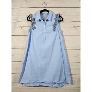 Philosophy Womens Dress Shift Striped Button Front Sleeveless Blue White S